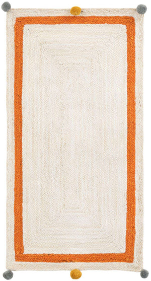 White 2' x 4' 1 Kids Braided Jute Runner Rug