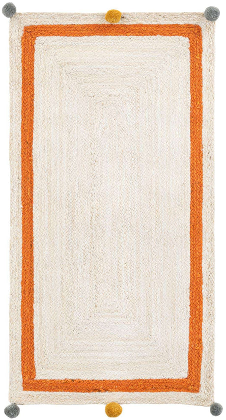 White 2' x 4' 1 Kids Braided Jute Runner Rug