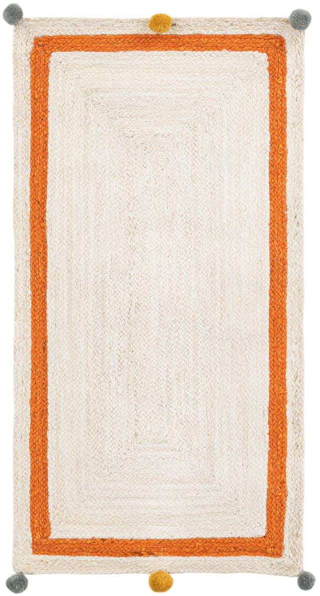 White 2' x 4' 1 Kids Braided Jute Runner Rug