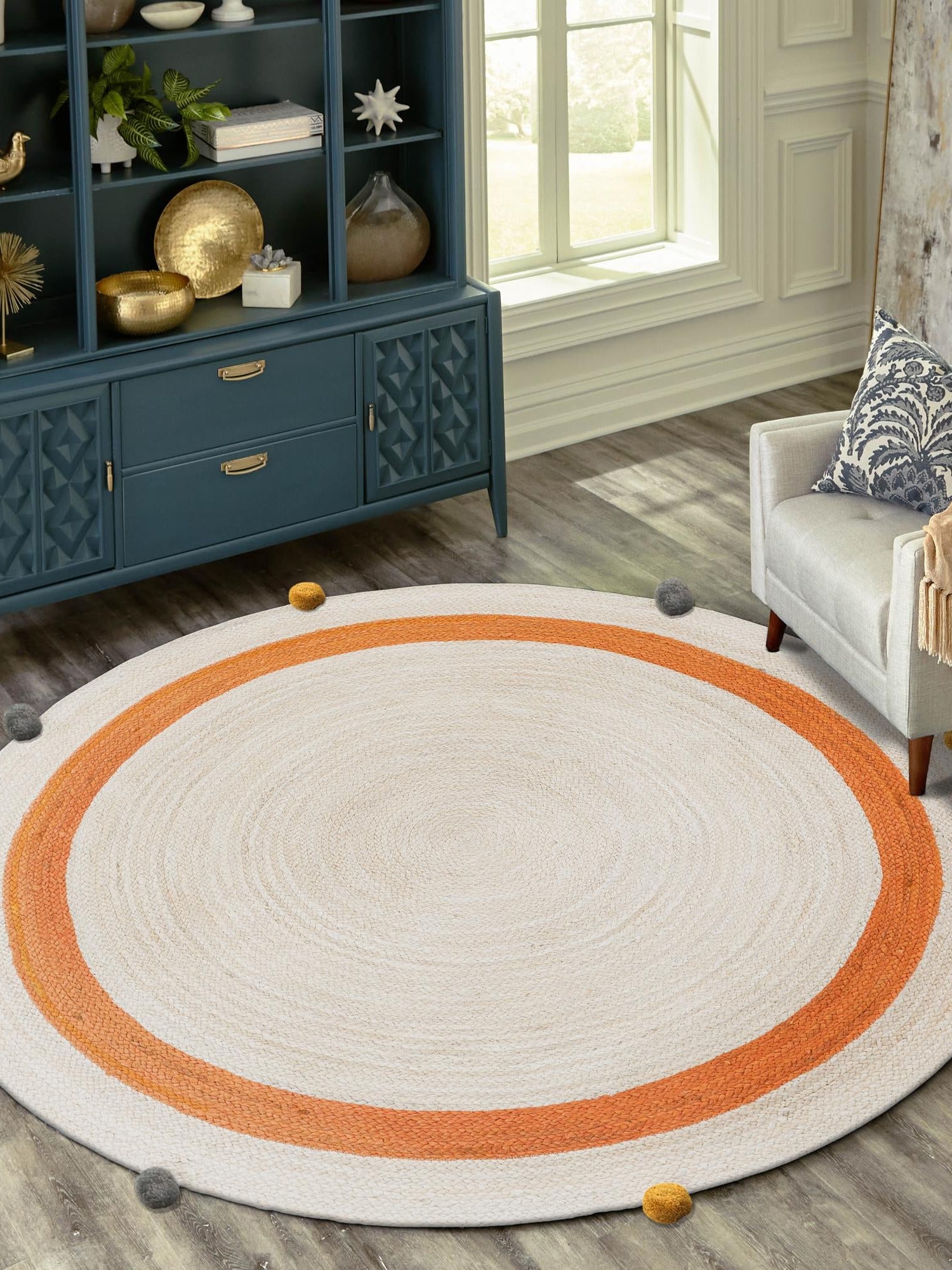 White 2' x 2' Kids Braided Jute Round Area Rug for Baby Nursery, Toddler Playroom,  Bedrooms All Natural Eco-Friendly Sustainable Carpet for Sale at Rug Engine