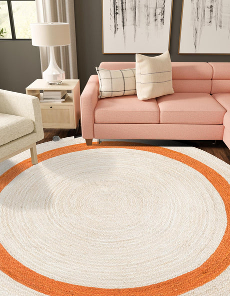 White 7' 10 x 7' 10 Kids Braided Jute Round Area Rug for Baby Nursery, Toddler Playroom,  Bedrooms All Natural Eco-Friendly Sustainable Carpet for Sale at Rug Engine