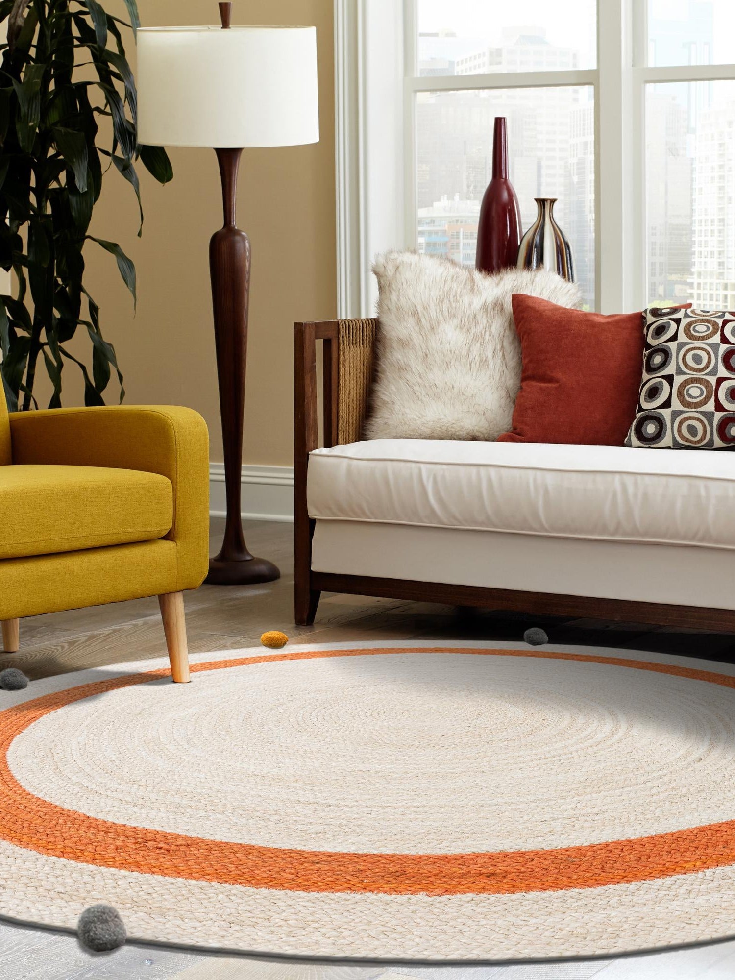 White 3' 1 x 3' 1 Kids Braided Jute Round Area Rug for Baby Nursery, Toddler Playroom,  Bedrooms All Natural Eco-Friendly Sustainable Carpet for Sale at Rug Engine