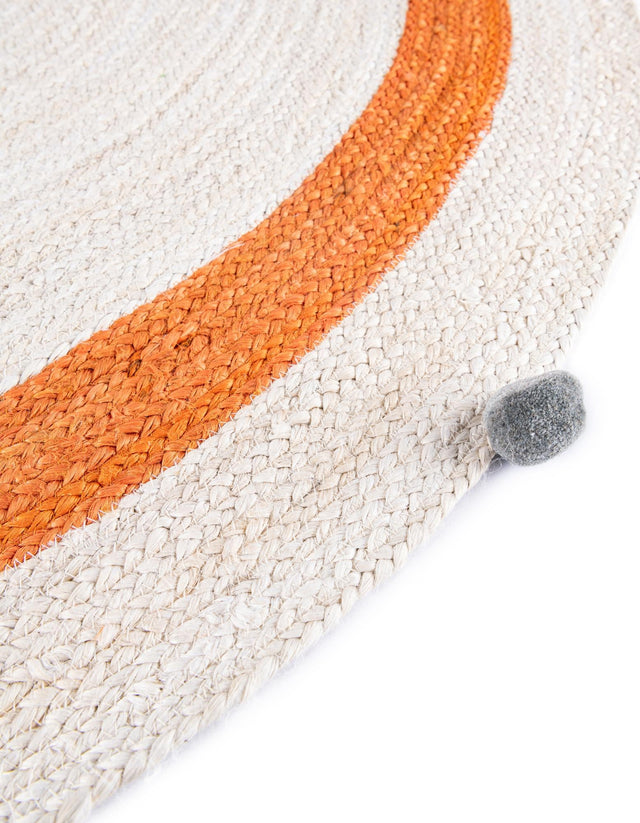 White 3' 1 x 3' 1 Kids Braided Jute Round Rug