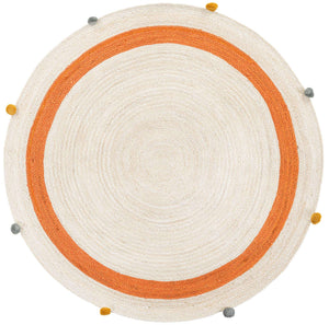 White 5' 1 x 5' 1 Kids Braided Jute Round Rug