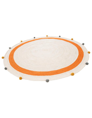 White 6' 1 x 6' 1 Kids Braided Jute Round Rug