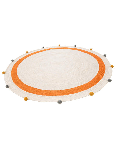 White 6' 1 x 6' 1 Kids Braided Jute Round Area Rug for Baby Nursery, Toddler Playroom,  Bedrooms All Natural Eco-Friendly Sustainable Carpet for Sale at Rug Engine