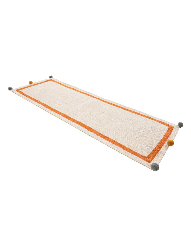 White 2' x 6' 1 Kids Braided Jute Runner Rug