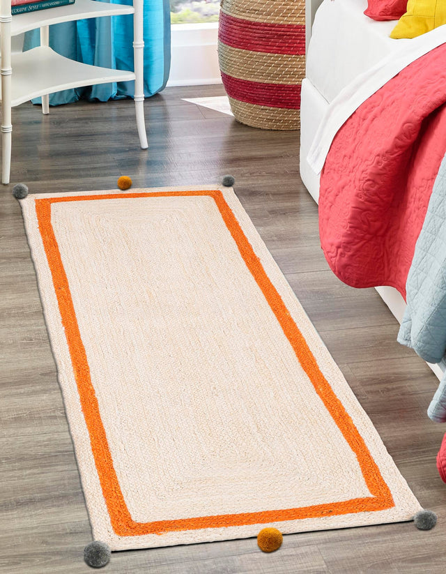 White 2' x 4' 1 Kids Braided Jute Runner Rug