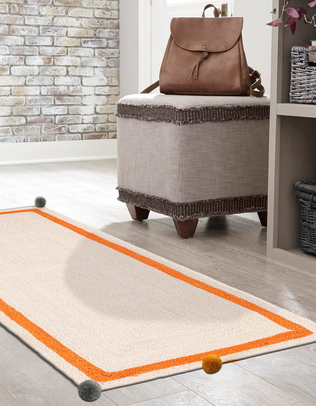 White 2' x 4' 1 Kids Braided Jute Runner Rug