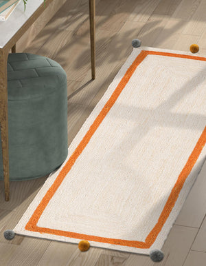 White 2' x 4' 1 Kids Braided Jute Runner Rug