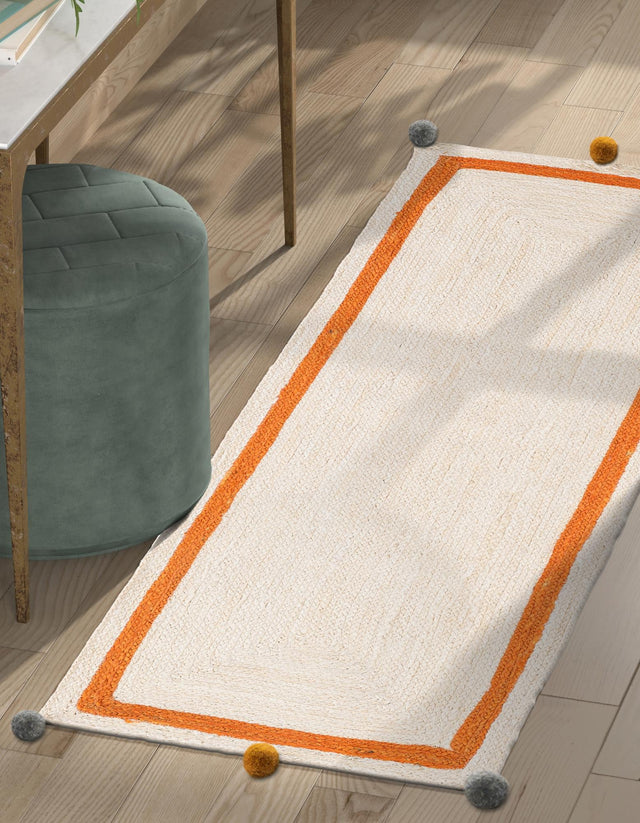 White 2' x 4' 1 Kids Braided Jute Runner Rug