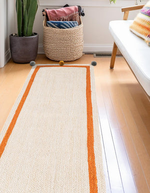 White 2' x 4' 1 Kids Braided Jute Runner Rug