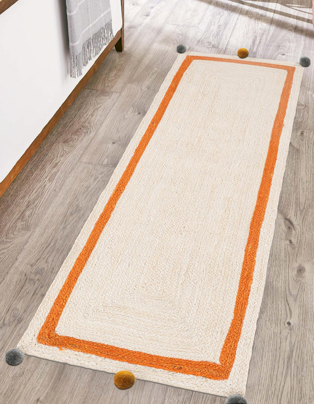 White 2' x 4' 1 Kids Braided Jute Runner Rug