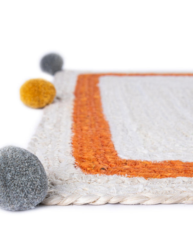 White 2' x 4' 1 Kids Braided Jute Runner Rug
