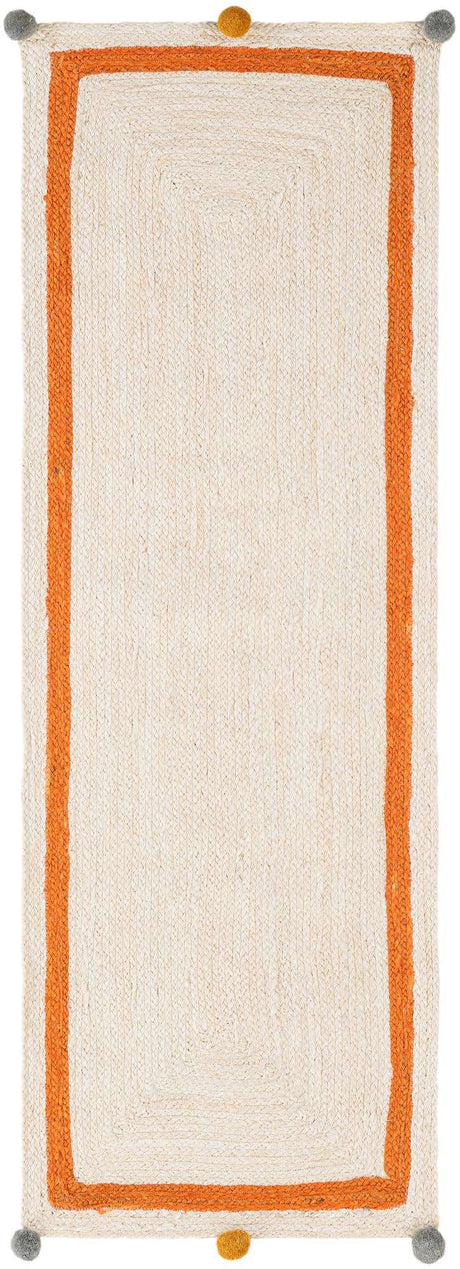 White 2' x 6' 1 Kids Braided Jute Runner Rug