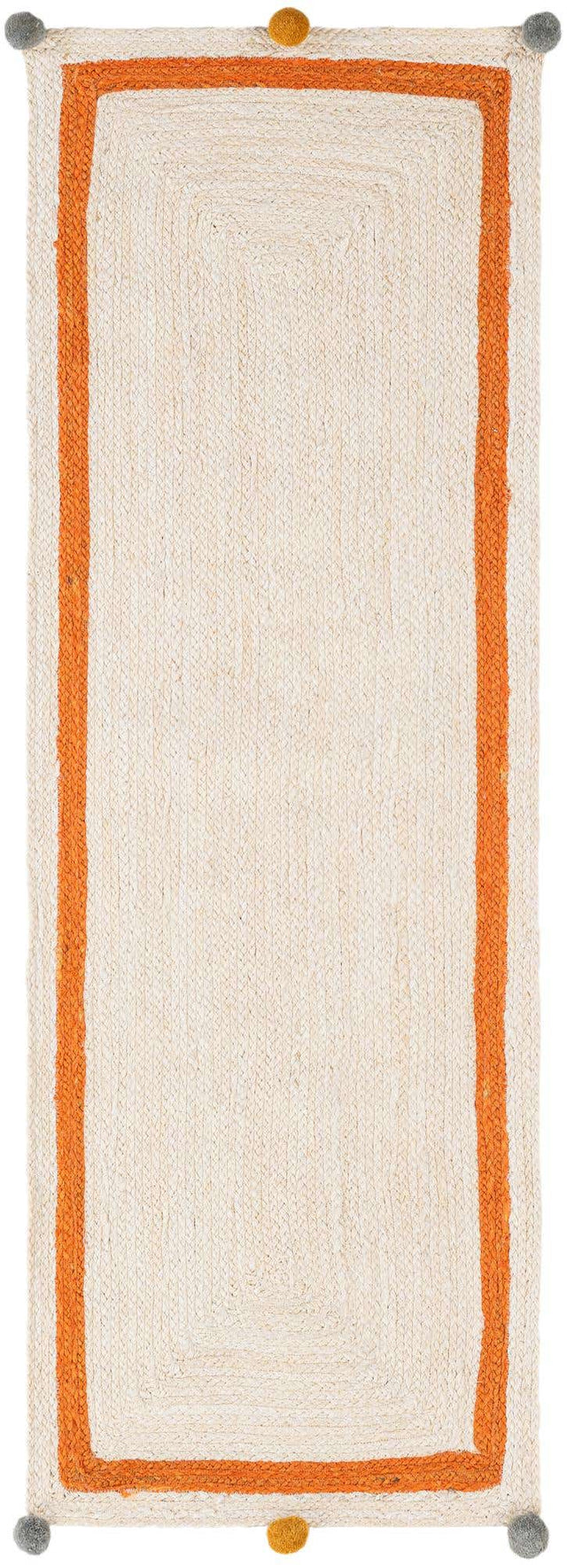 White 2' x 6' 1 Kids Braided Jute Runner Rug