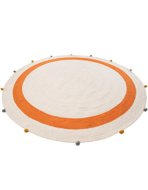 White 8' x 8' Kids Braided Jute Round Rug