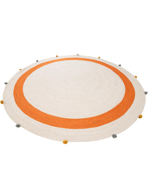 White 8' x 8' Kids Braided Jute Round Rug