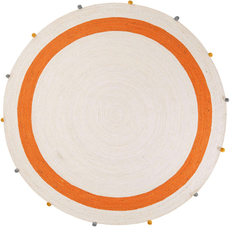 White 8' x 8' Kids Braided Jute Round Rug