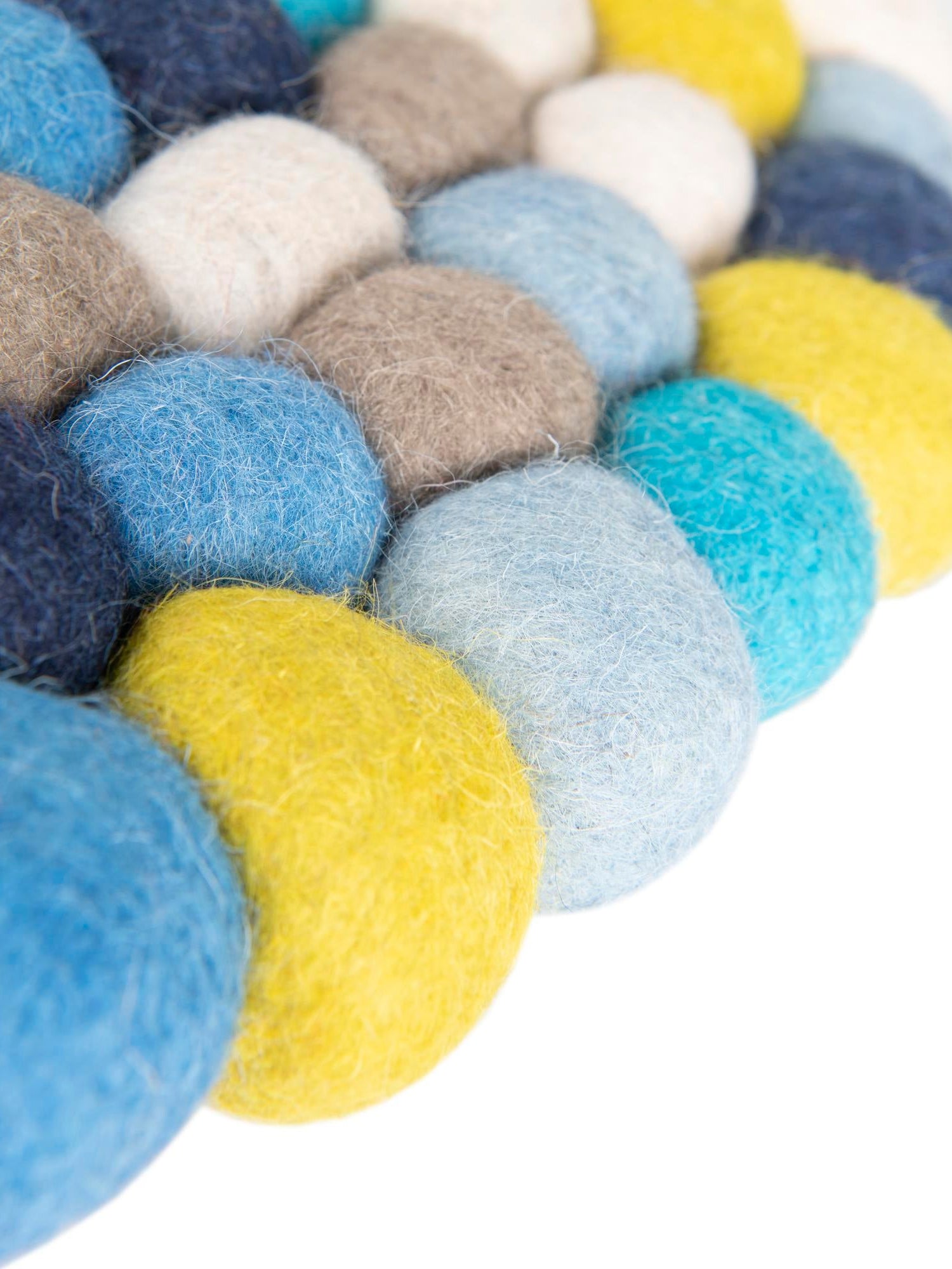 Blue 6' 1 x 6' 1 Felt Ball Round Area Rug Stunning All Natural 100% Wool Luxury Hand Woven Carpet for Modern Home Interiors Soft Touch Marshmallow Rug for Sale at Rug Engine