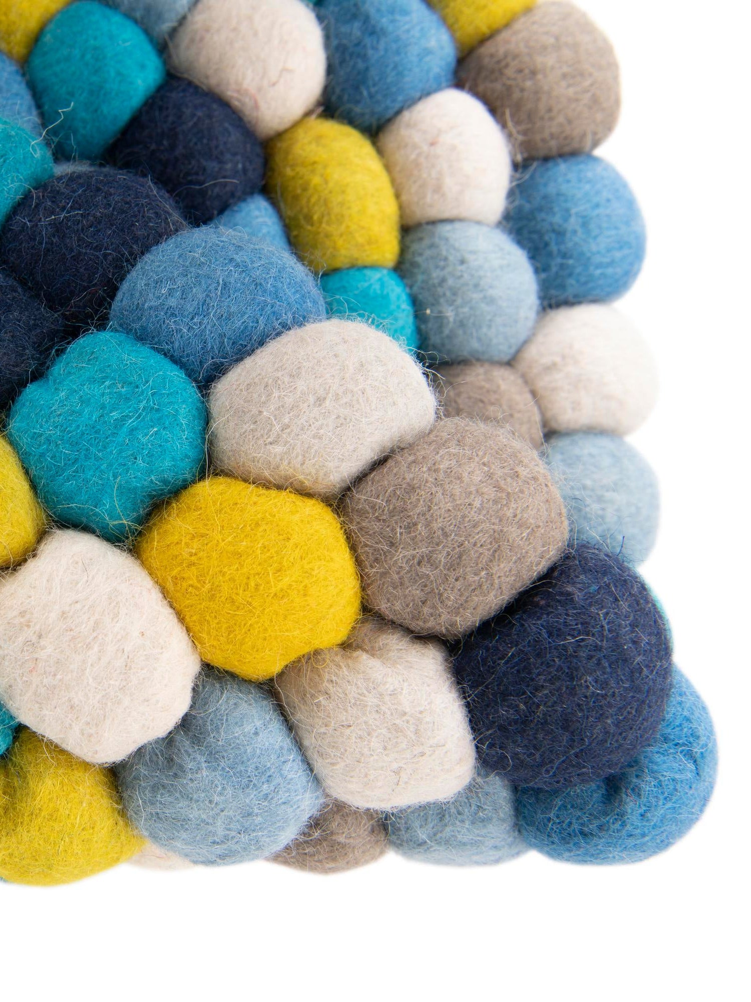 Blue 3' 1 x 3' 1 Felt Ball Round Area Rug Stunning All Natural 100% Wool Luxury Hand Woven Carpet for Modern Home Interiors Soft Touch Marshmallow Rug for Sale at Rug Engine