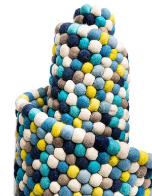 Blue 6' 1 x 6' 1 Felt Ball Round Area Rug Stunning All Natural 100% Wool Luxury Hand Woven Carpet for Modern Home Interiors Soft Touch Marshmallow Rug for Sale at Rug Engine