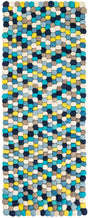Blue 2' x 5' 1 Felt Ball Runner Area Rug Stunning All Natural 100% Wool Luxury Hand Woven Carpet for Modern Home Interiors Soft Touch Marshmallow Rug for Sale at Rug Engine