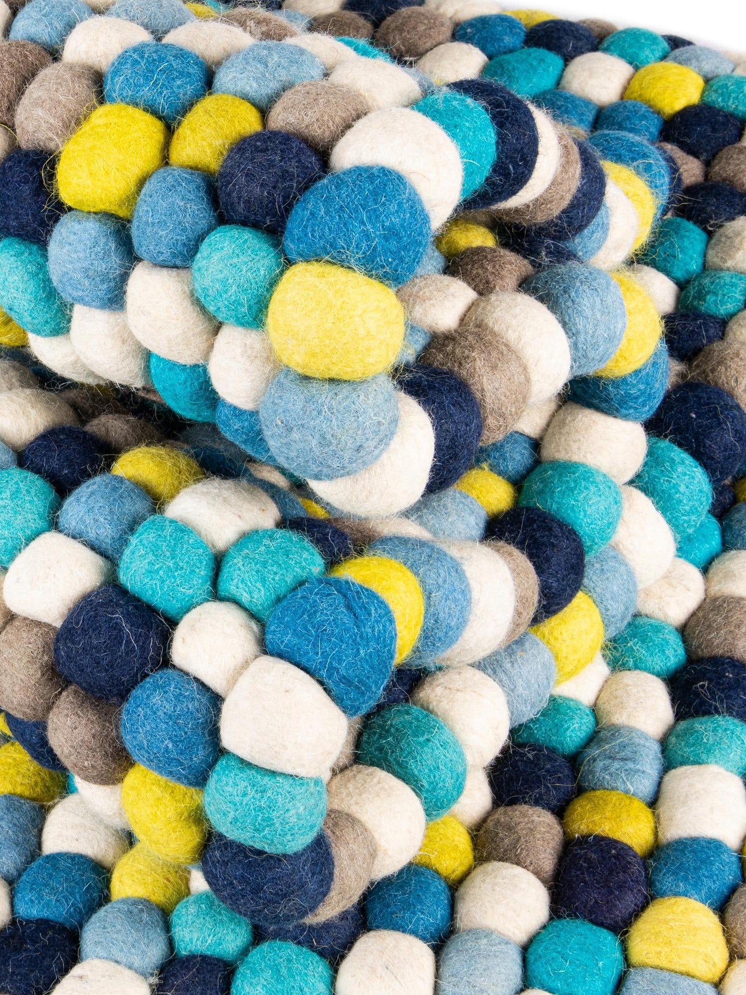 Blue 6' 1 x 9' Felt Ball Rectangle Area Rug Stunning All Natural 100% Wool Luxury Hand Woven Carpet for Modern Home Interiors Soft Touch Marshmallow Rug for Sale at Rug Engine