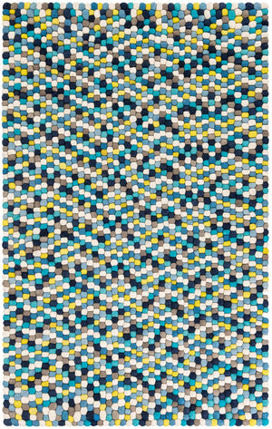 Blue 5' 1 x 8' Felt Ball Rectangle Area Rug Stunning All Natural 100% Wool Luxury Hand Woven Carpet for Modern Home Interiors Soft Touch Marshmallow Rug for Sale at Rug Engine
