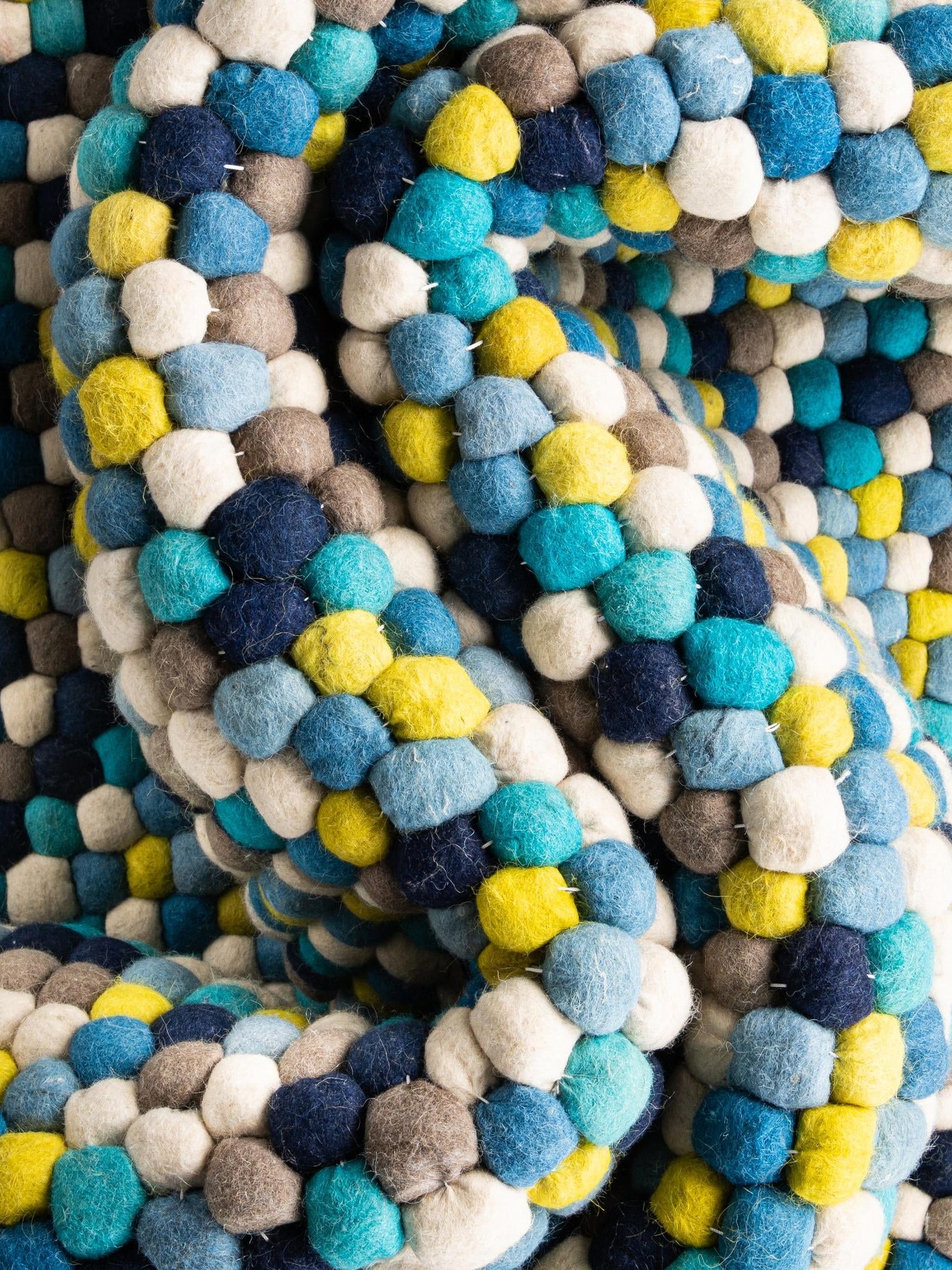Blue 2' x 5' 1 Felt Ball Runner Area Rug Stunning All Natural 100% Wool Luxury Hand Woven Carpet for Modern Home Interiors Soft Touch Marshmallow Rug for Sale at Rug Engine