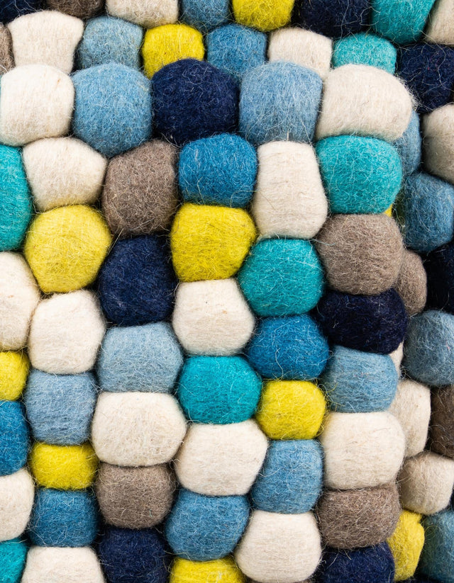 Blue 2' x 4' 1 Felt Ball Runner Area Rug Stunning All Natural 100% Wool Luxury Hand Woven Carpet for Modern Home Interiors Soft Touch Marshmallow Rug for Sale at Rug Engine