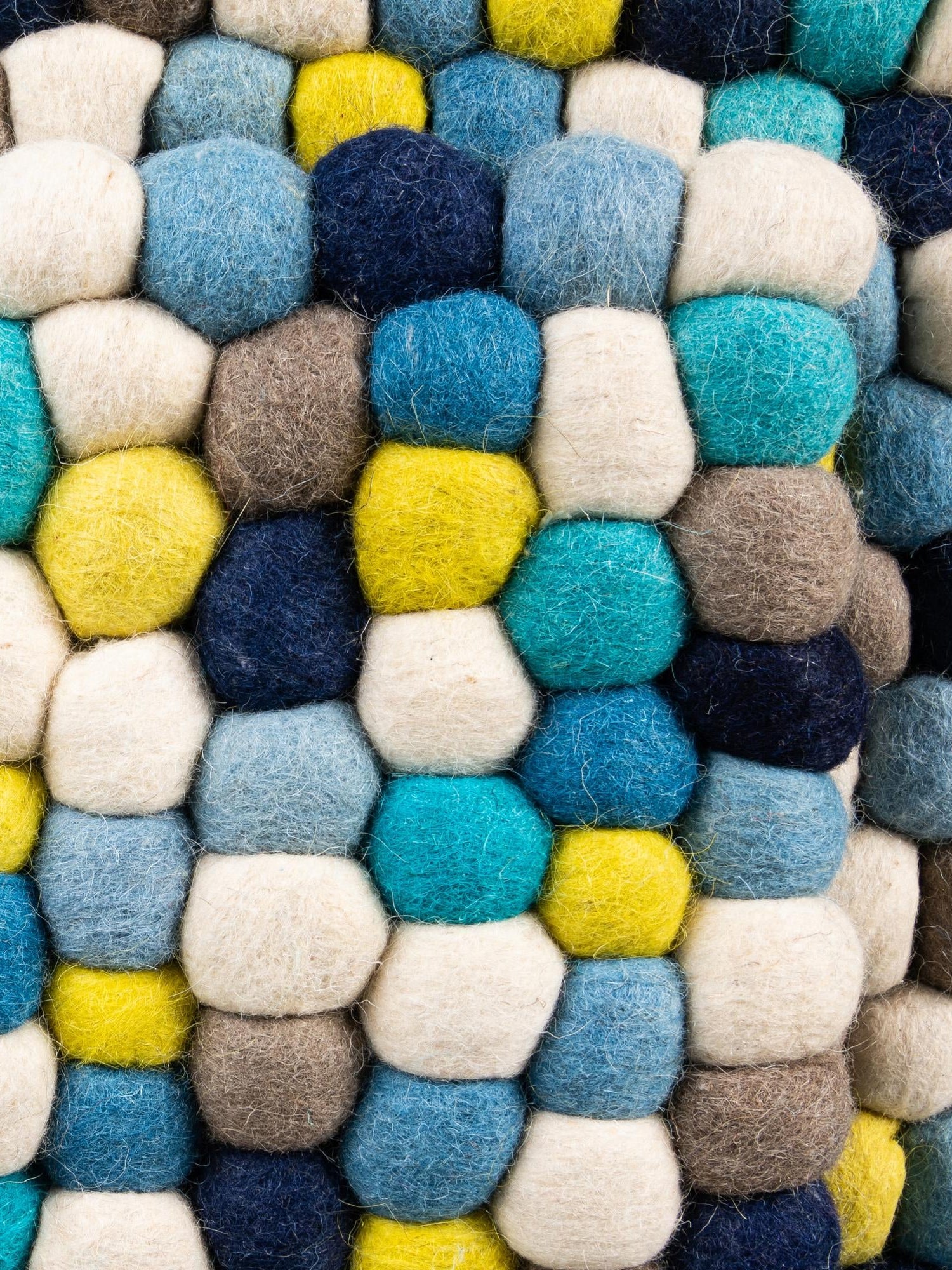 Blue 2' x 5' 1 Felt Ball Runner Area Rug Stunning All Natural 100% Wool Luxury Hand Woven Carpet for Modern Home Interiors Soft Touch Marshmallow Rug for Sale at Rug Engine