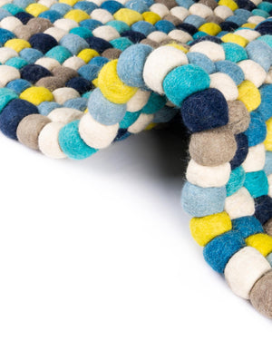 Blue 2' x 4' 1 Felt Ball Runner Area Rug Stunning All Natural 100% Wool Luxury Hand Woven Carpet for Modern Home Interiors Soft Touch Marshmallow Rug for Sale at Rug Engine