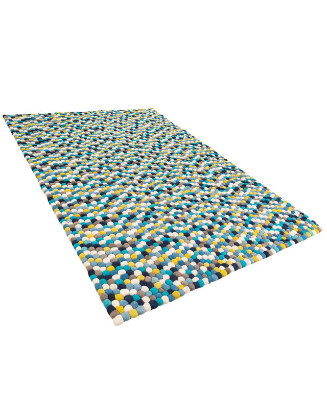 Blue 6' 1 x 9' Felt Ball Rectangle Area Rug Stunning All Natural 100% Wool Luxury Hand Woven Carpet for Modern Home Interiors Soft Touch Marshmallow Rug for Sale at Rug Engine