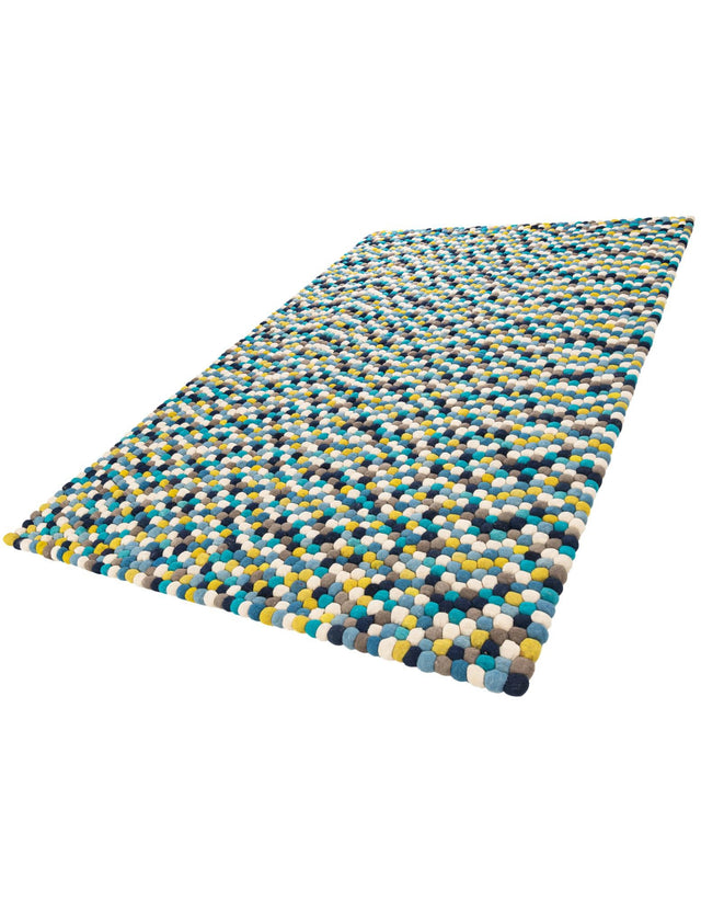 Blue 6' 1 x 9' Felt Ball Rectangle Area Rug Stunning All Natural 100% Wool Luxury Hand Woven Carpet for Modern Home Interiors Soft Touch Marshmallow Rug for Sale at Rug Engine