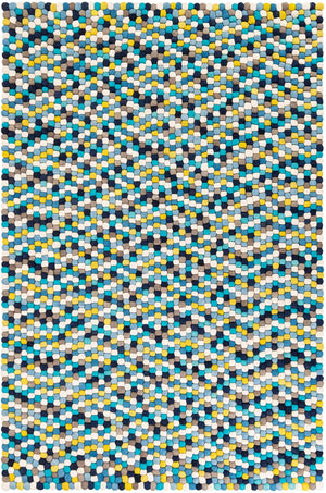 Blue 6' 1 x 9' Felt Ball Rectangle Area Rug Stunning All Natural 100% Wool Luxury Hand Woven Carpet for Modern Home Interiors Soft Touch Marshmallow Rug for Sale at Rug Engine