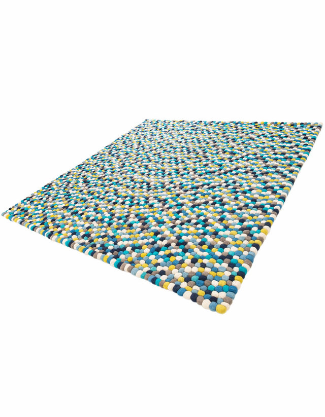 Blue 7' 10 x 7' 10 Felt Ball Square Area Rug Stunning All Natural 100% Wool Luxury Hand Woven Carpet for Modern Home Interiors Soft Touch Marshmallow Rug for Sale at Rug Engine