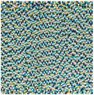 Blue 7' 10 x 7' 10 Felt Ball Square Area Rug Stunning All Natural 100% Wool Luxury Hand Woven Carpet for Modern Home Interiors Soft Touch Marshmallow Rug for Sale at Rug Engine