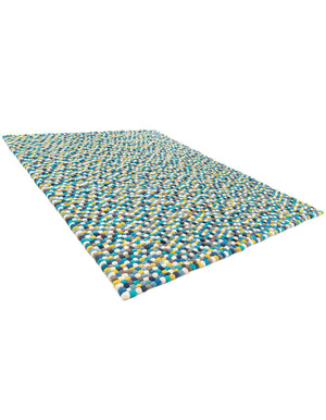 Blue 7' 10 x 10' Felt Ball Rectangle Area Rug Stunning All Natural 100% Wool Luxury Hand Woven Carpet for Modern Home Interiors Soft Touch Marshmallow Rug for Sale at Rug Engine