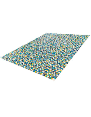 Blue 7' 10 x 10' Felt Ball Rectangle Area Rug Stunning All Natural 100% Wool Luxury Hand Woven Carpet for Modern Home Interiors Soft Touch Marshmallow Rug for Sale at Rug Engine