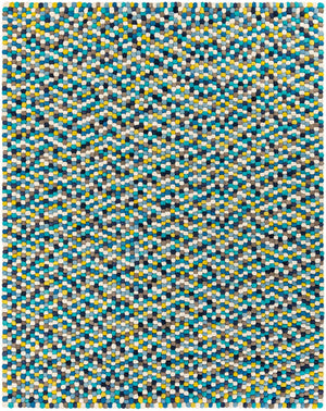 Blue 7' 10 x 10' Felt Ball Rectangle Area Rug Stunning All Natural 100% Wool Luxury Hand Woven Carpet for Modern Home Interiors Soft Touch Marshmallow Rug for Sale at Rug Engine