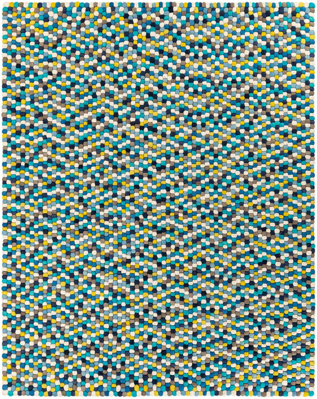Blue 7' 10 x 10' Felt Ball Rectangle Area Rug Stunning All Natural 100% Wool Luxury Hand Woven Carpet for Modern Home Interiors Soft Touch Marshmallow Rug for Sale at Rug Engine