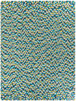Blue 9' x 12' Felt Ball Rectangle Area Rug Stunning All Natural 100% Wool Luxury Hand Woven Carpet for Modern Home Interiors Soft Touch Marshmallow Rug for Sale at Rug Engine