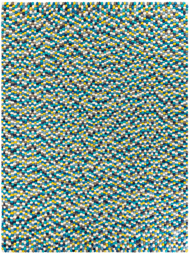 Blue 9' x 12' Felt Ball Rectangle Area Rug Stunning All Natural 100% Wool Luxury Hand Woven Carpet for Modern Home Interiors Soft Touch Marshmallow Rug for Sale at Rug Engine