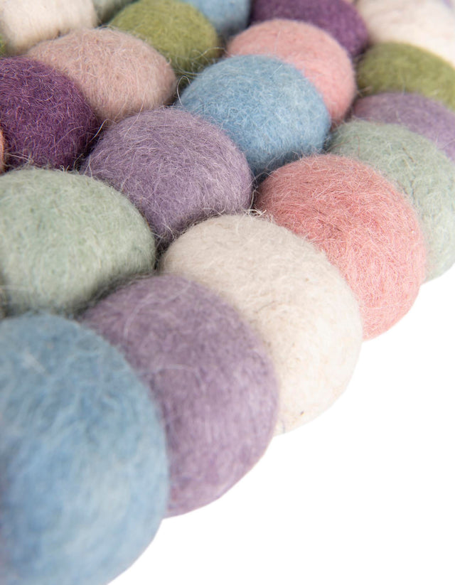 Pink and Purple 5' 1 x 5' 1 Felt Ball Round Area Rug Stunning All Natural 100% Wool Luxury Hand Woven Carpet for Modern Home Interiors Soft Touch Marshmallow Rug for Sale at Rug Engine