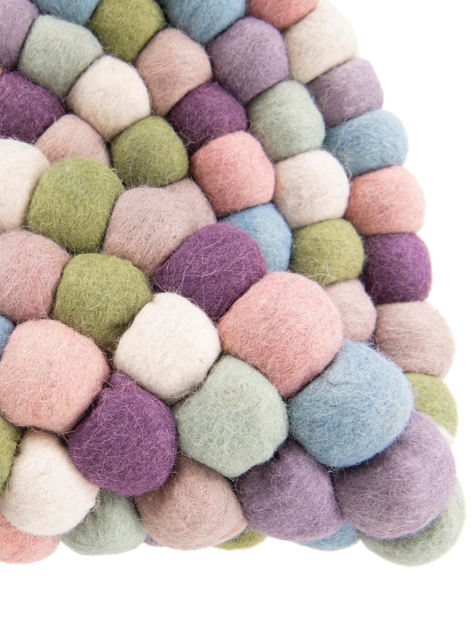 Pink and Purple 4' 1 x 4' 1 Felt Ball Round Area Rug Stunning All Natural 100% Wool Luxury Hand Woven Carpet for Modern Home Interiors Soft Touch Marshmallow Rug for Sale at Rug Engine