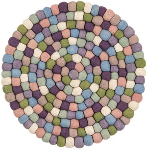 Pink and Purple 2' x 2' Felt Ball Round Area Rug Stunning All Natural 100% Wool Luxury Hand Woven Carpet for Modern Home Interiors Soft Touch Marshmallow Rug for Sale at Rug Engine