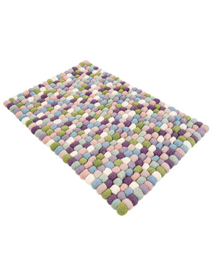 Pink and Purple 2' x 3' 1 Felt Ball Rectangle Area Rug Stunning All Natural 100% Wool Luxury Hand Woven Carpet for Modern Home Interiors Soft Touch Marshmallow Rug for Sale at Rug Engine
