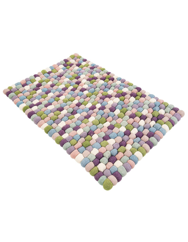 Pink and Purple 2' x 3' 1 Felt Ball Rectangle Area Rug Stunning All Natural 100% Wool Luxury Hand Woven Carpet for Modern Home Interiors Soft Touch Marshmallow Rug for Sale at Rug Engine