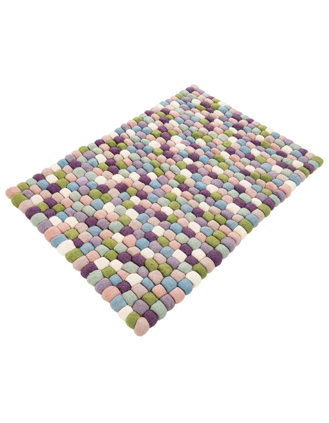 Pink and Purple 2' x 3' 1 Felt Ball Rectangle Area Rug Stunning All Natural 100% Wool Luxury Hand Woven Carpet for Modern Home Interiors Soft Touch Marshmallow Rug for Sale at Rug Engine